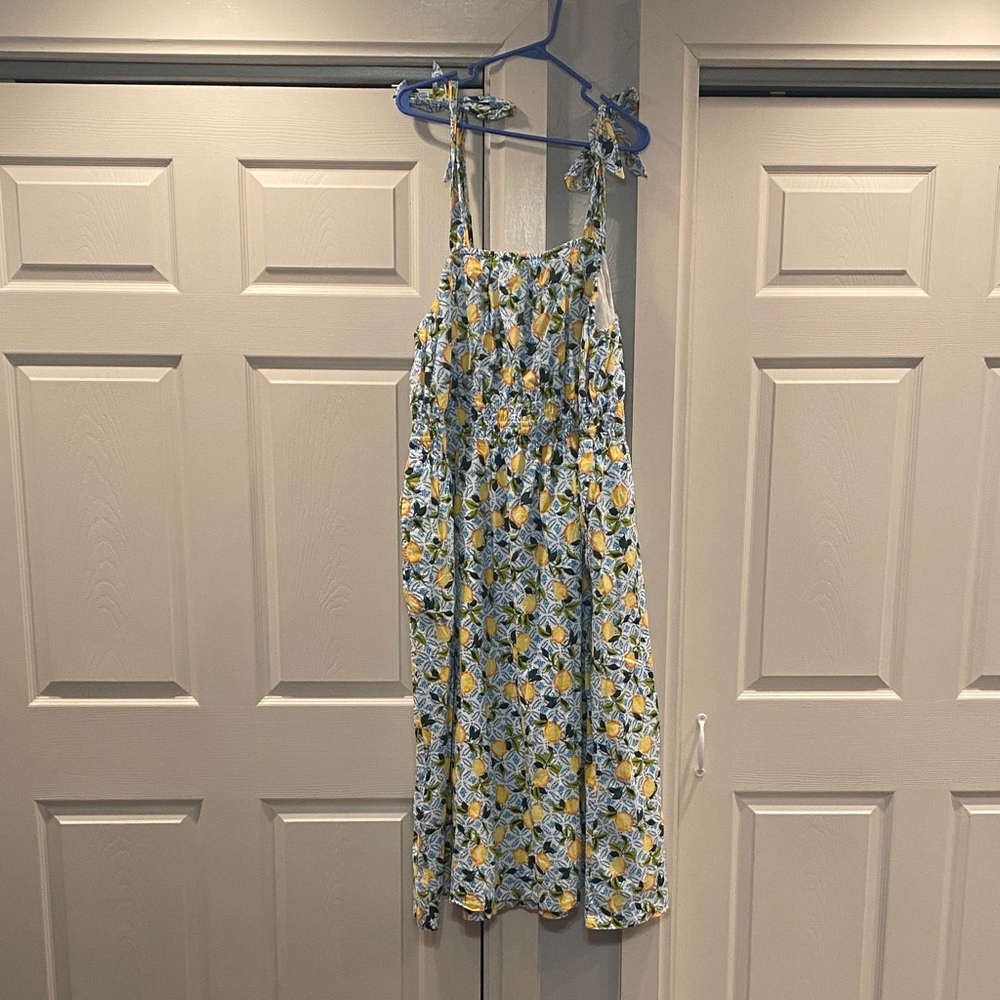 Floral Sundress with Yellow and Blue Accents